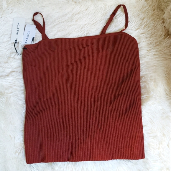 BABATON knit tank/cami ribbed knit cropped Sweater top - Picture 2 of 9